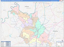 Elizabethtown-Fort Knox Metro Area Wall Map Color Cast Style 2026